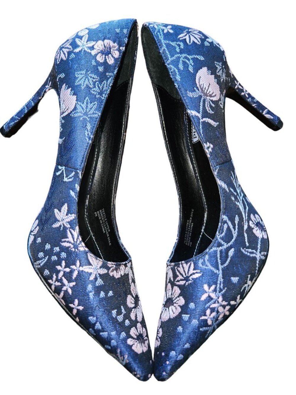Charles David Denise Blue Floral Brocade Stiletto Heels Women Size 8.5 - Picture 2 of 13